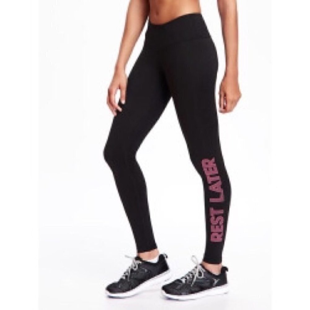 Old Navy Active Petites Black Compression Rest Later Athletic Leggings M